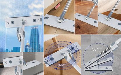 Serpillière plat auto-essoreur avec seau pliable