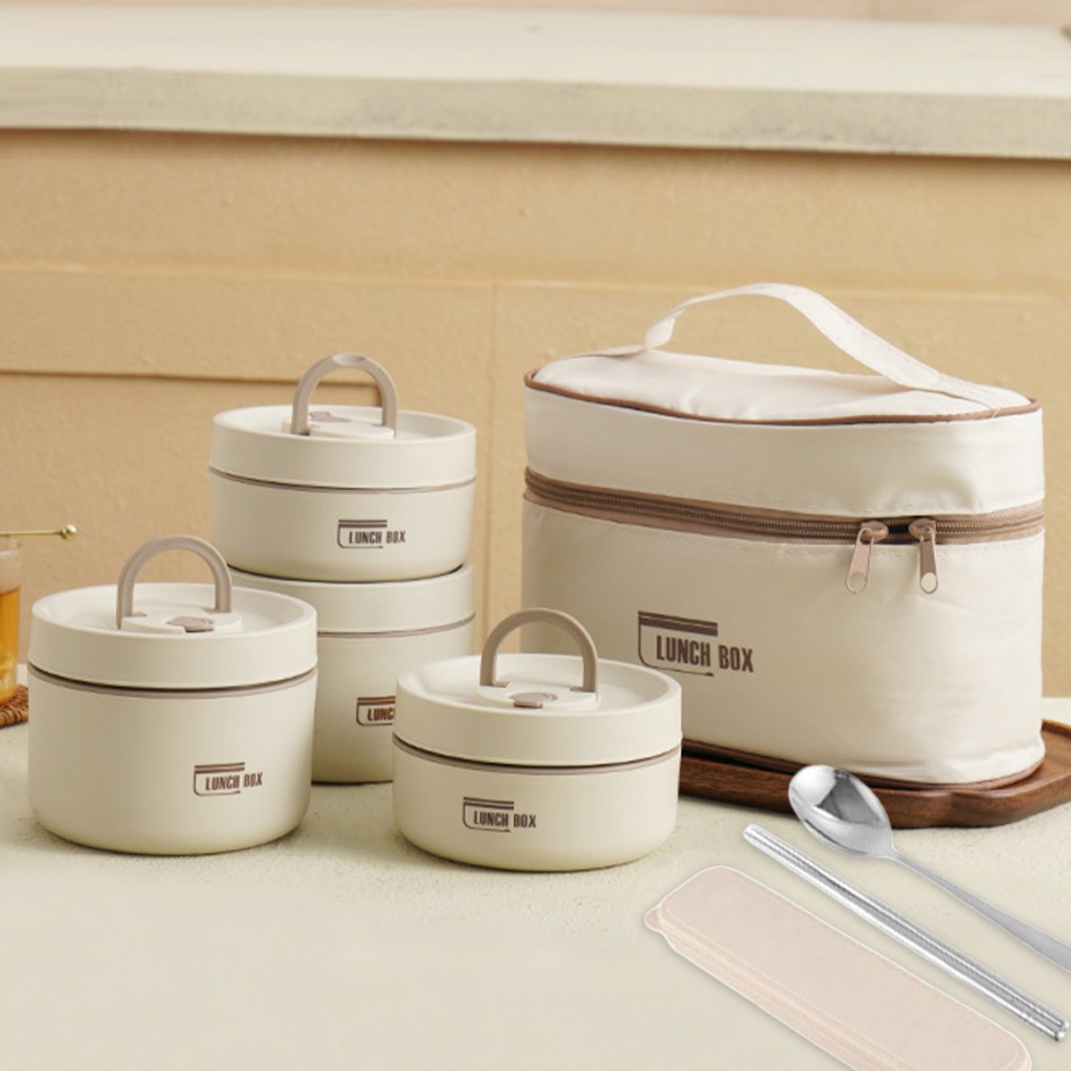 Ensemble de 4 boites à lunch isothermes avec sac