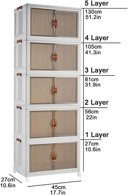 Boîte de Rangement Empilable avec Roues et Portes Visibles – Rangement Intelligent et Élégant