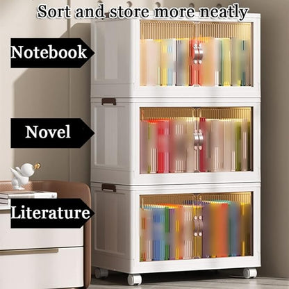 Boîte de Rangement Empilable avec Roues et Portes Visibles – Rangement Intelligent et Élégant