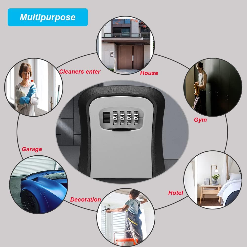 Coffre-fort à clés 4 chiffres mural extérieur verrouillage à code haute sécurité