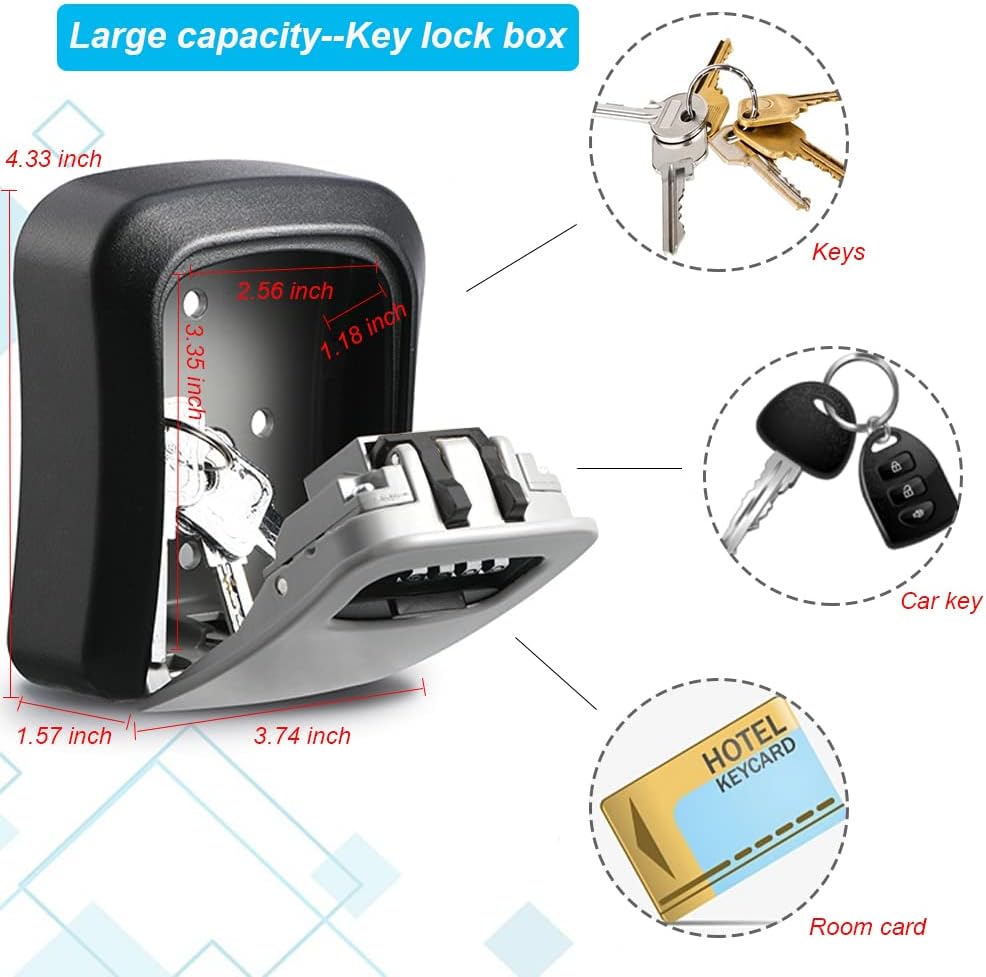 Coffre-fort à clés 4 chiffres mural extérieur verrouillage à code haute sécurité