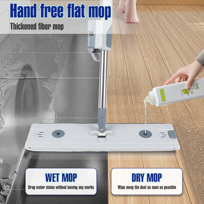 Serpillière plat auto-essoreur avec seau pliable