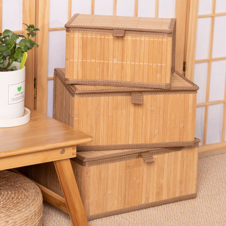 3 Paniers de Rangement Pliables en Bambou