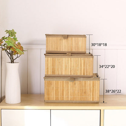 3 Paniers de Rangement Pliables en Bambou