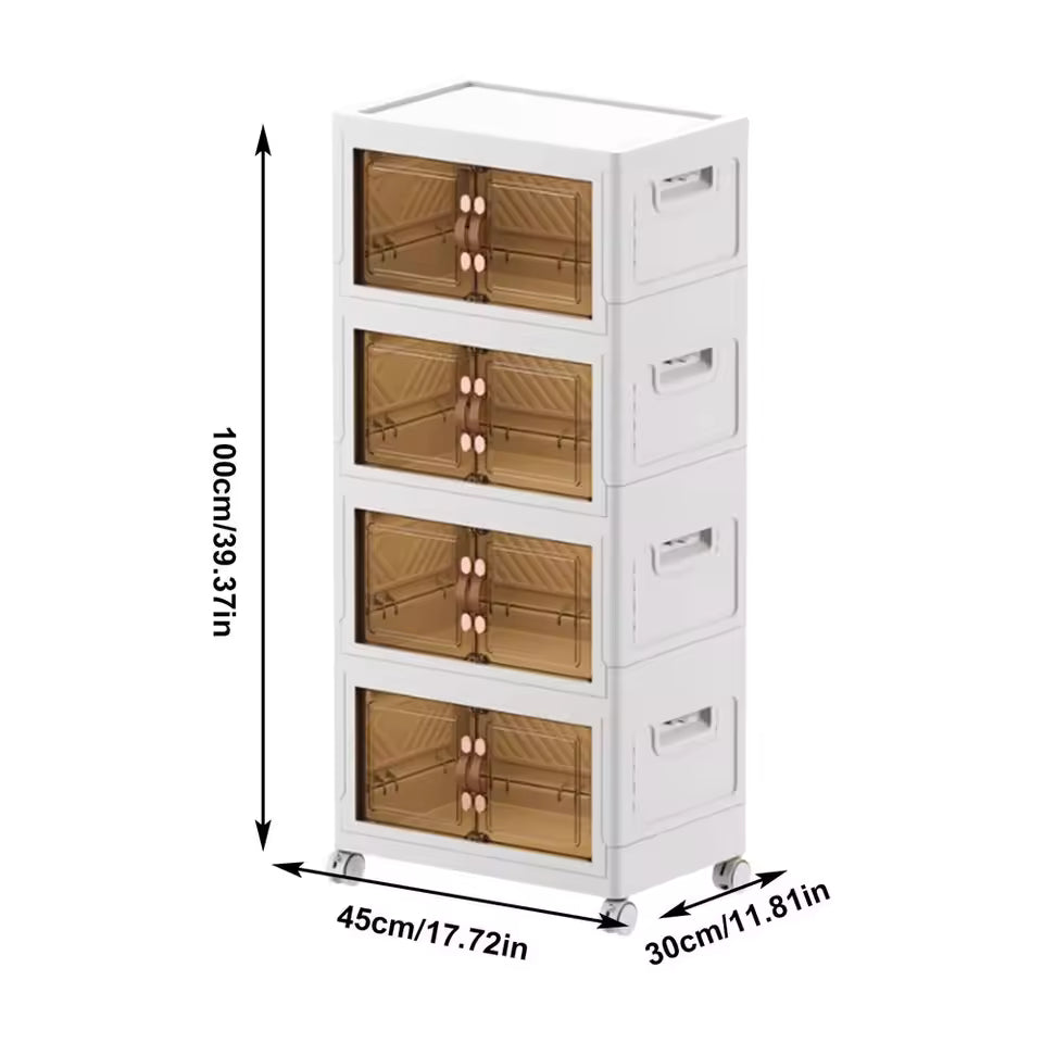 Boîte de Rangement Empilable avec Roues et Portes Visibles – Rangement Intelligent et Élégant