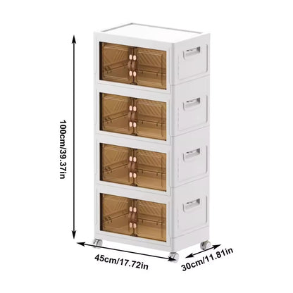 Boîte de Rangement Empilable avec Roues et Portes Visibles – Rangement Intelligent et Élégant