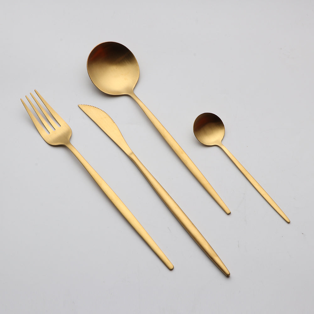 Ensemble de couverts dorés 48 pièces en acier inoxydable