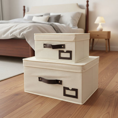 2 Boîtes de Rangement Avec Poignées Renforcées