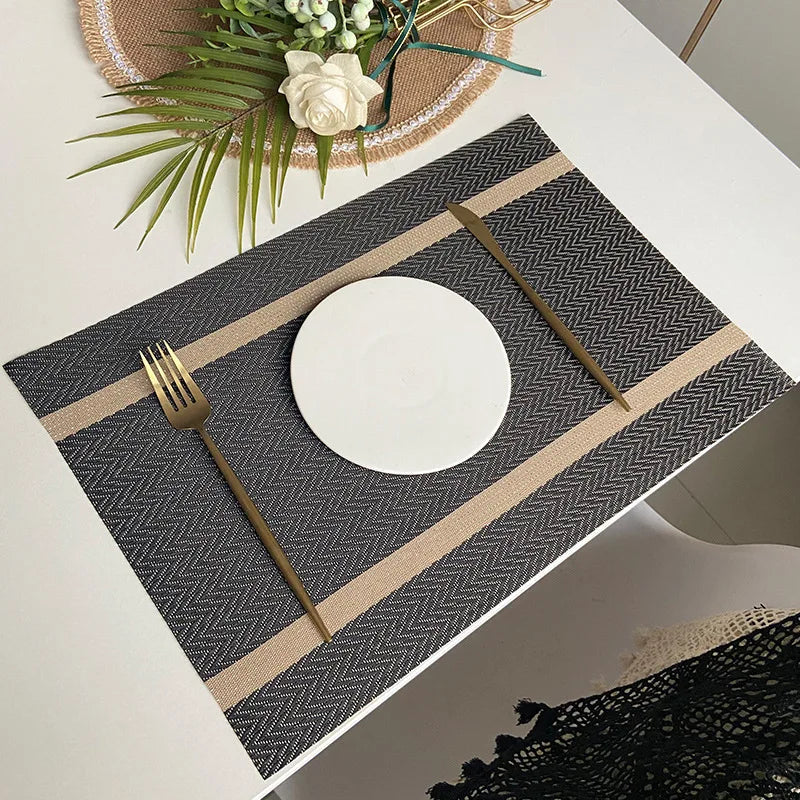 8 Ensemble de napperons Jacquard à fil doré