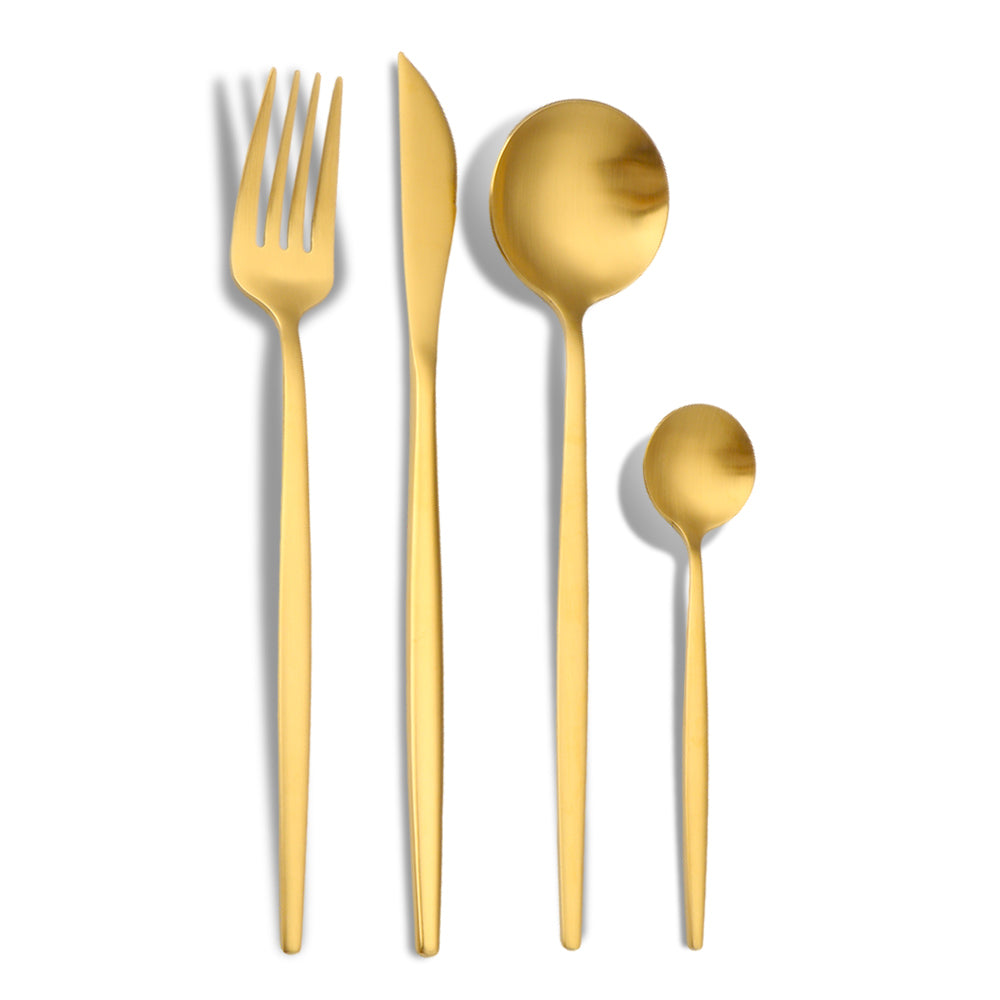 Ensemble de couverts dorés 48 pièces en acier inoxydable